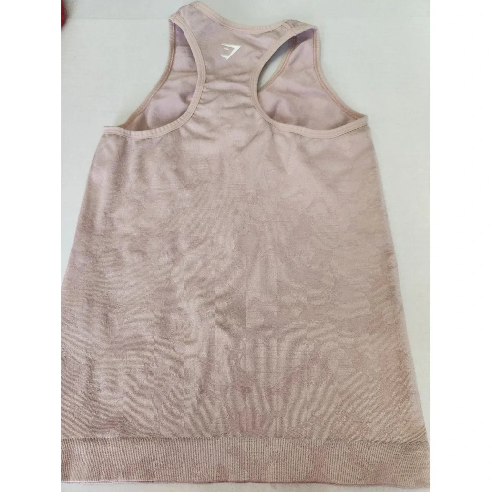 Gymshark Adapt Camo Seamless Tank Top Pink Mauve Ruched Racerback GLTK5049 Small - Picture 3 of 6